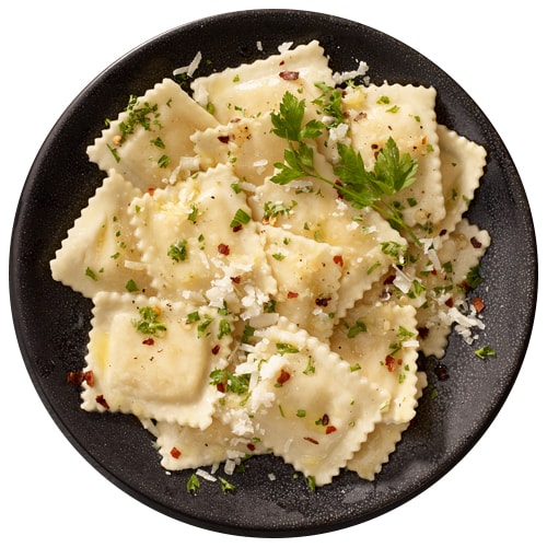 Organic Five Cheese Ravioli with Olive Oil and Herb Sauce Image